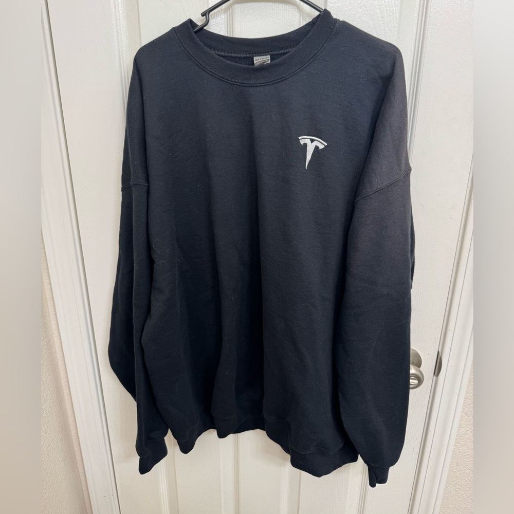 Tesla Black Long Sleeve Crewneck Sweater